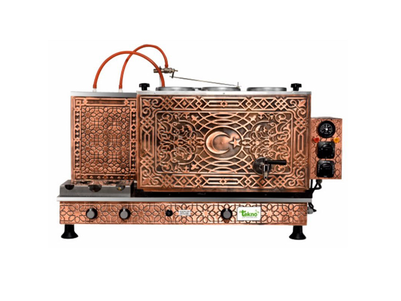 3 Demlikli Antik Turbo Bakır Çay Kazanı