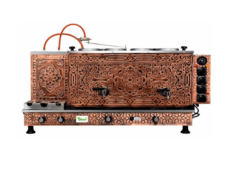 4 Demlikli Antik Turbo Bakır Çay Kazanı